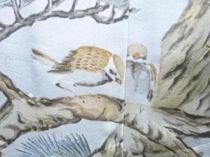 アンティーク　松に雀模様男物長襦袢